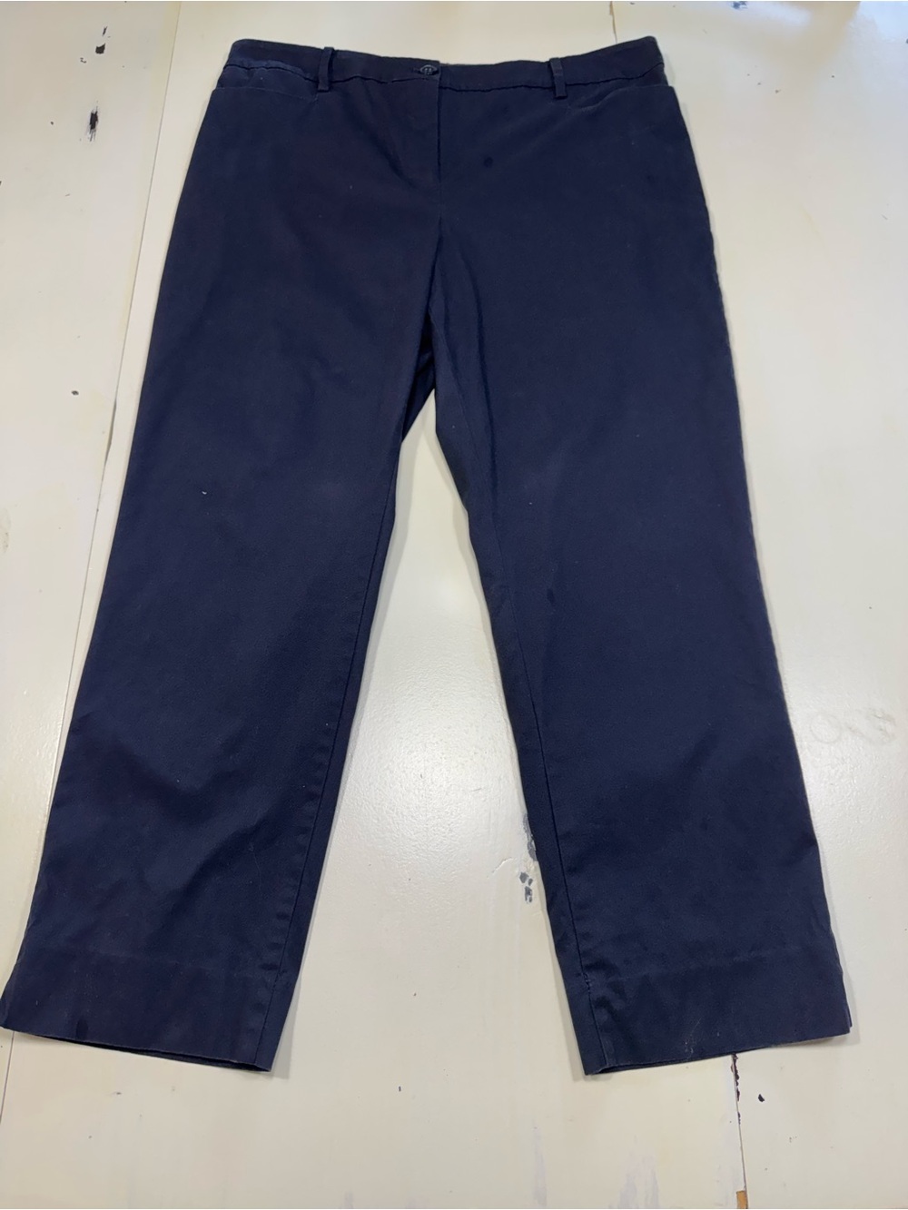 Talbots Navy Blue Stretch Dress Pants Womens Size 12 Cotton Blend Chinos